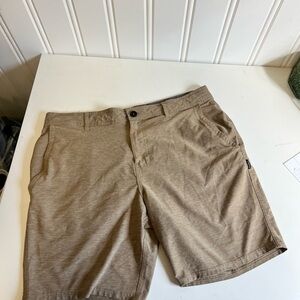 Men's Tan Flat Front Shorts Quick Dry size 36.